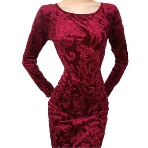 Gothic Red Velvet Patterned Dress